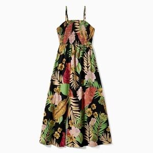 Patpat Women Floral Beach with Split Hem And Shirred Adjustable Straps Dress